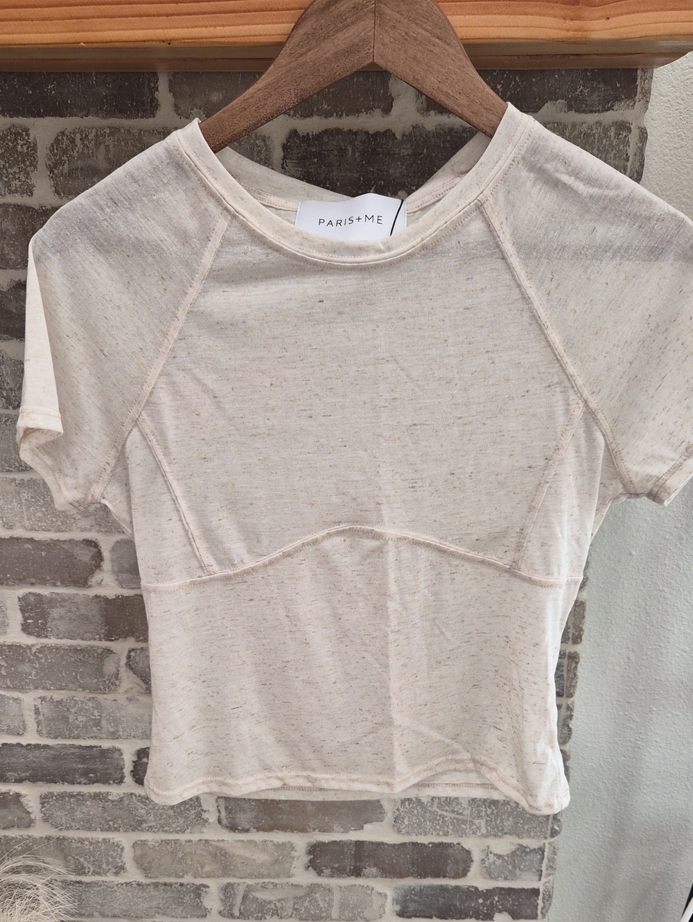 Women's Cream Short Sleeve Stretch Top